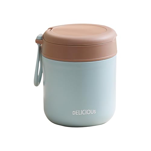Tarro de almuerzo de acero inoxidable | Recipiente aislado de 430 ml con tapa, ancha, almacenamiento en frío caliente, mantiene las comidas frescas, portátil para viajes, trabajo, escuela