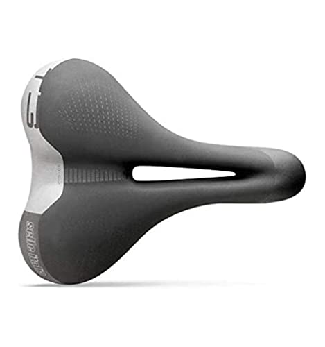 Selle Italia - Selle Vélo de Ville T 3 Flow, Cadre FeC Alloy Ø7, Selle Soft-Tek, Ultra Confort Gel, Résistant, Inserts Hi-Viz, Ergonomique, Noir, S2 Cover
