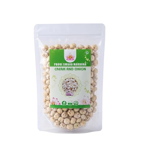 Image of PHOOL SWAAD Cream and Onion Roasted Makhana (110GM) - Classic Crunchy Fox Nuts | Gourmet Lotus Seeds Savory Snack | Healthy Diet Snacks for Weight Loss, Protein-Rich