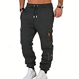 fovdtaa Herren Sweatpants Jogginghose mit Reißverschlusstaschen Lange Sport Elastische Taille Training Fitness Jogger Hose, dunkelgrau, L