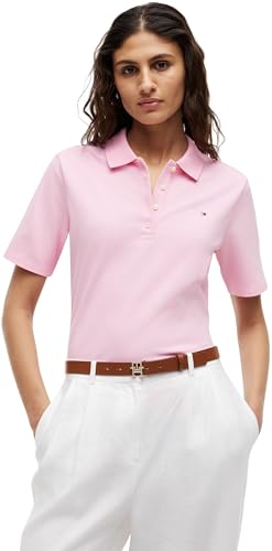 Tommy Hilfiger Damen Poloshirt Kurzarm 1985 Pique Regular Fit, Rosa (Classic Pink), L 1