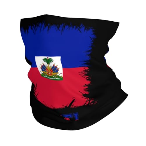 Vintage Haiti Haitian Flag Neck Gaiter Face Mask for Men Women UV Protection Seamless Face Shield Cool Breathable Cycling Riding Running Headbands Bandana