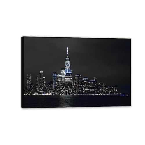 Peinture sur toile New York paysage urbain avec cadre noir