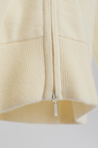 Image of JENNIE LIU Women's 100% Pure Cashmere Long Sleeve Zip Hoodie Cardigan Sweater