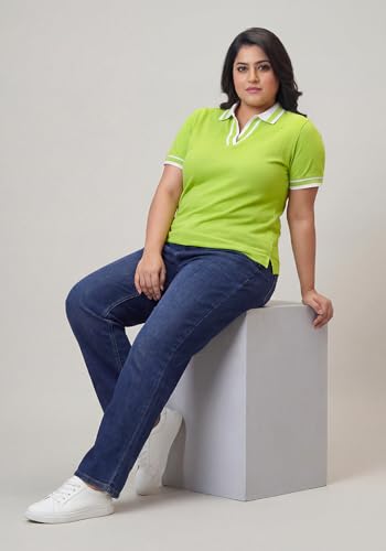 Image of Wear Your Opinion Plus Size Women Polo V Neck Stripe Collar Tshirt Top | Half Sleeve