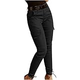 tuduoms Women's Slim Fit Cargo Pants Military Straight Leg High Waisted Tapered Jogger Pants Casual Fashion Tactical Pants Black