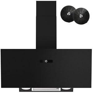 FIREGAS Afzuigkap 90 cm – afzuigkap met luchtstroom, 594 m³/h luchtstroom, LED’s, TouchControl & 9 standen – elegante schuine kap met gasdrukdemper en melkglas