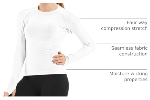 Image of MathCat Seamless Workout Shirts for Women Long Sleeve Yoga Tops Sports Running Shirt Breathable Athletic Top Slim Fit XS-XL