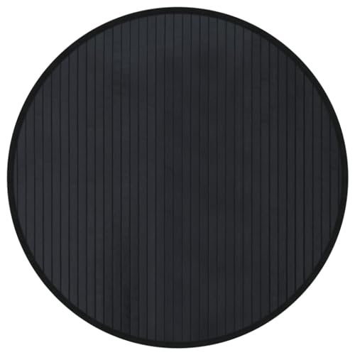 Tapis rond noir 60 cm bambou