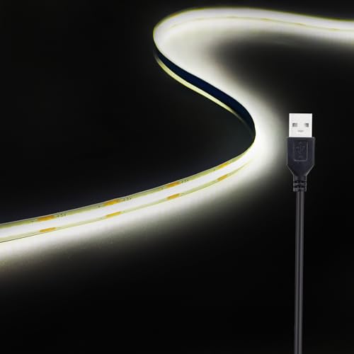 XINGZHI COB LED Strip Lights, USB LED Light Strip 5V LED Light Strips, 3.28FT 6000K Daylight White Light Strip, Thin Led Light Strip for TV, Bedroom, Living Room, Cabinet