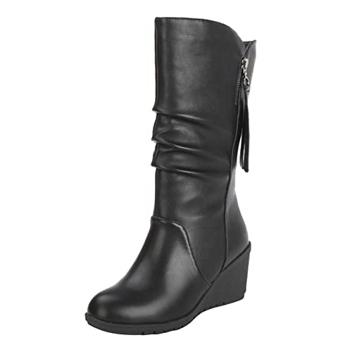 Bottes au-dessus du genou pour femme en vin rouge à talon carré
