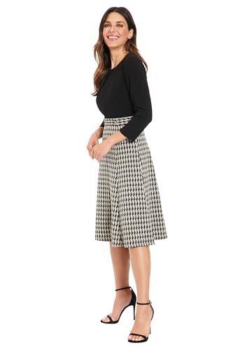 London Times Women's Houndstooth Side Tab Midi Dress2