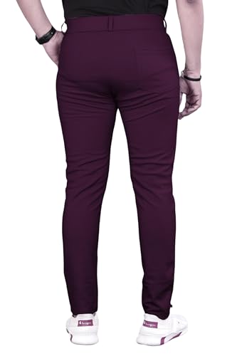 Image of Men's Formal Slim Fit Trousers | Mid-Rise Solid Pants with Button Closure | Perfect for Office Pack of 1)