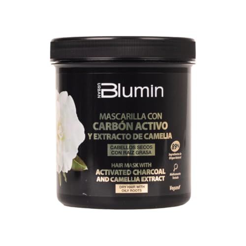 Blumin Mascarilla capilar con Carbón Activo y Extracto de Camelia ideal para cabellos secos con raíz grasa, 700 ml