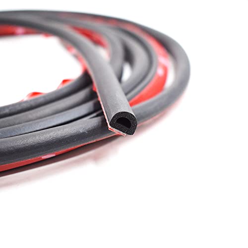 Automotive Universal Self Adhesive D-Shape Door Seal Soundproofing Noise, Self-Adhesive Backing Seals Large Gap,0.394" Height X 0.275" Width, Car Motor Auto Door Rubber Weather Stripping (10Feet) #TOP5