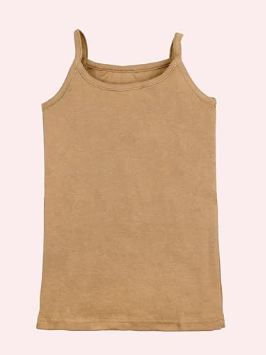 Image of KiddoPanti Girls 100% Cotton Rib Solid Camisole Tank Top Pack of 3