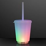 FlashingBlinkyLights Color Changing LED Light Up Short Tumbler Cup with Lid & Straw (Set of 4)
