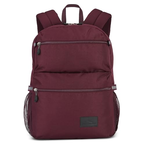 Image of High Sierra Everclass Backpack - Travel or Work Laptop Bookbag with 360 Reflectivity, Dual Water Bottle Pockets & Fits Laptops Up To 15.6 inch, One Size, Maroon