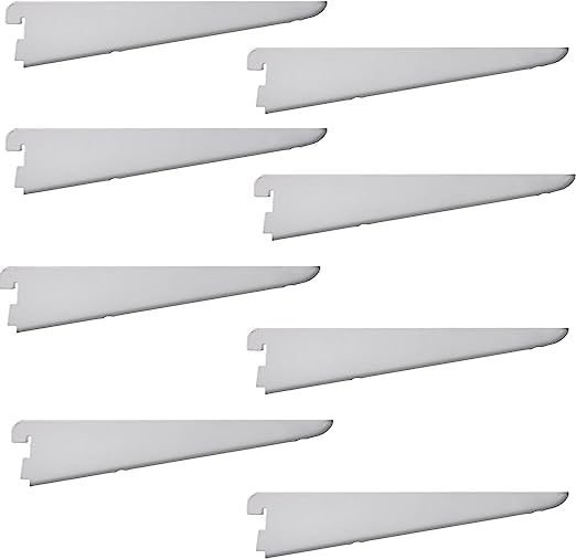 My ShopFittings Ltd Twin Slot Wall Mounted Shelving Bracket White Pack of (1, 2, 4, 6, 8, 10) Sizes (12cm, 17cm, 22cm, 27cm, 32cm, 37cm, 47cm, 61cm) (8, 47cm Or 470mm White Bracket)