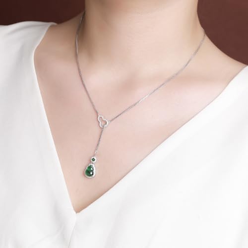 Collier gourde en argent sterling et jaspe véritable style chinois - 3