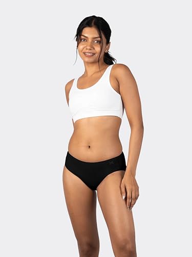 Image of Lavos Bamboo Cotton Panties for Women, Comfortable Soft Mid-Waist Hipster Panty with Thin Inner Elastic, Anti-Bacterial Odour Free Underwear for Womens, Seamless No Visible Briefs for Ladies