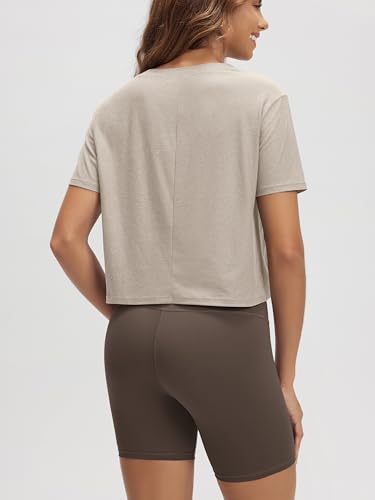 Image of ODODOS Women's Performance Cropped Tee Ultra Soft odSTRATUM Tech Short Sleeve Relaxed Top Crew Neck T-Shirts