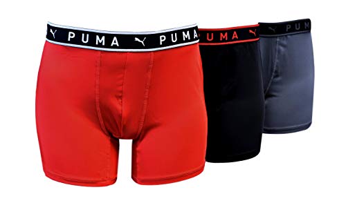 PUMA - Men's 3 Pack Performance Boxer Briefs PF19M15002AA-013 (Black/Red, Medium)