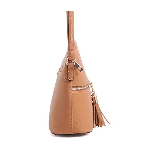Image of SG SUGU Lunar Lightweight Medium Dome Crossbody Bag Shoulder Bag with Tassel | Zipper Pocket | Adjustable Strap