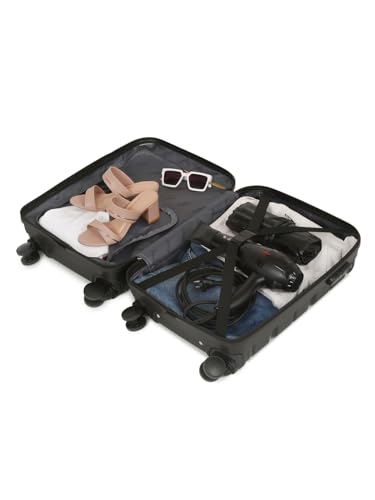 Image of Teakwood Unisex Trolley Bag, Hard Cabin Trolley Small, 55 CM Trolley Bag for Travel, Lock System 360 Degree 8 Rotating Wheel (S, Black)