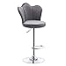 Podnoszone stołki barowe, ergonomiczne krzesło obrotowe z oparciem, regulowana wysokość, wysoki stołek barowy, aksamitna poduszka, poszerzona stalowa podstawa, 41 cm, szary