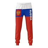 DABOYOZHZH Russian Flag Sweatpants Full Printed Soft Jogger Long Pants for Patriotism Men Multicolor