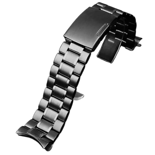 Bracelet montre acier inoxydable noir 20mm | Élégance incurvée premium