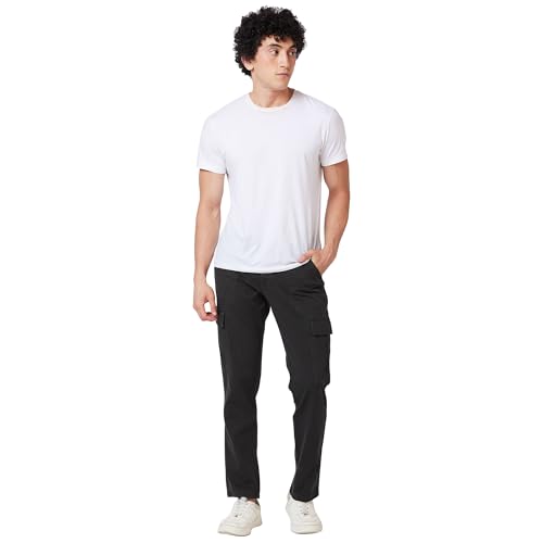 Image of Spykar Men's Regular Fit Mid Rise Pants