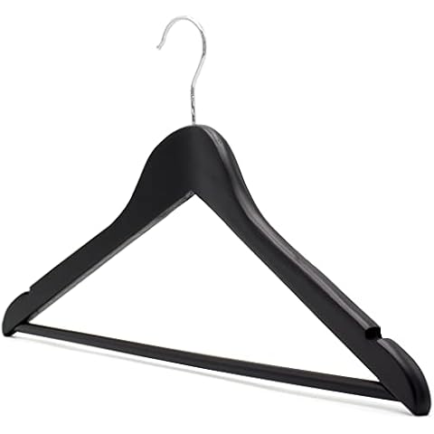 The Hanger Store 10 Black Wooden Suit Hangers Cover