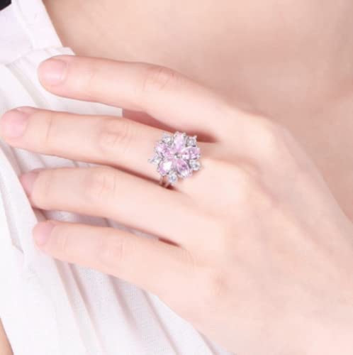 925 Sterling Silver Bi-color Fashion White Zircon Diamond Flower Ring Unique Creative Stream Universal Fashion Ring Size 5-113