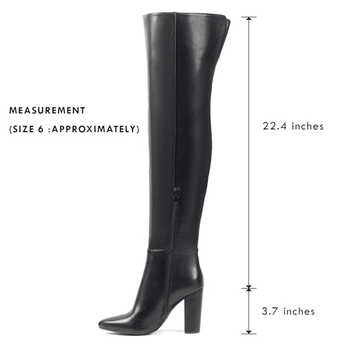 Shoe'N Tale Thigh High Over The Knee Boots For Women Block Chunky Heel Suede Long Pointed Toe Boots thumb #2