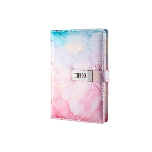 ROEUIPG Tagebuch Mit Schloss A5-Passwort-Notizbuch, Innenseitenkombination mit Schloss, Tagebuch, einfaches Schülerhandbuch, Reisende, Schreibwaren, Büro, Schule, Zubehör Für Männer Und Frauen(Pink)