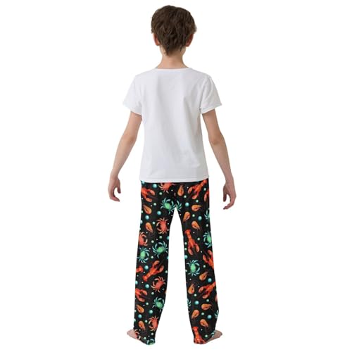 ZZXXB Lobster Shrimp Crab Boys Long Pants Soft Trousers Elastic Waist Kids Lounge Bottoms with Pockets S-XL3