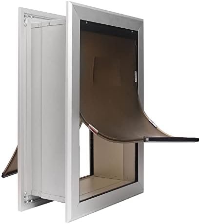 IPETBA Pet Door for Wall, Aluminum Frame Telescoping Tunnel, Durable Magnetic Double Flaps Dog Door Cat Door with Security Lock, Extra Handrail, Easy to Install (Pets Up to 110 Lbs) - Large