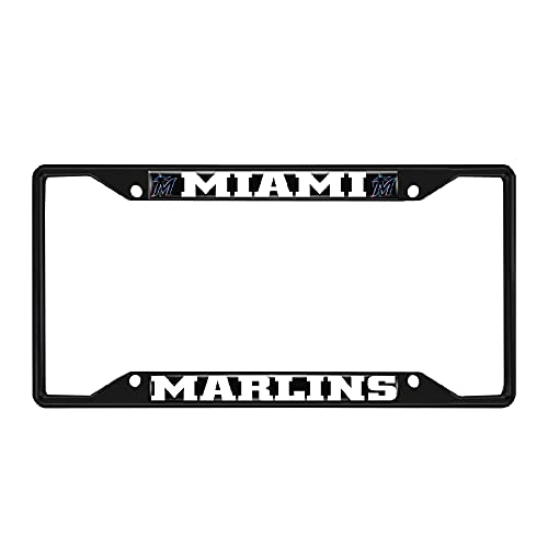 Fan Mats 31310: Miami Marlins Metal License Plate Frame Black Finish