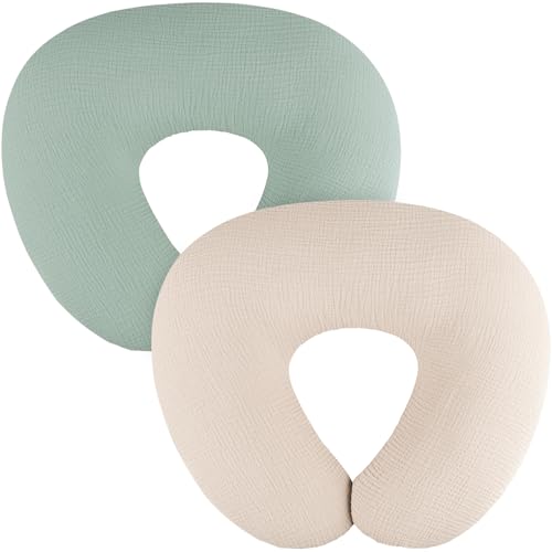 MairMore 2 Pack Muslin Baby Nursing Pillow Covers，Cover Only