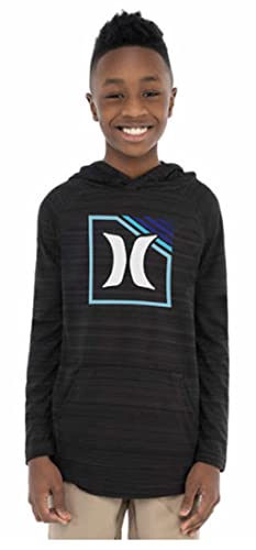 Hurley Boys' Long Sleeve Hooded T-Shirt, Hyper Black, X-Large