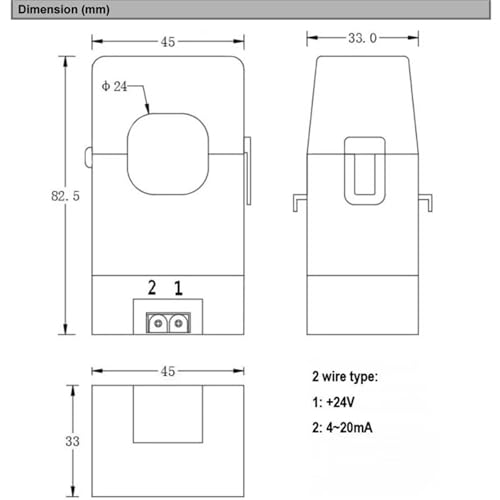 FYZKXAJIF QNDBK2-24AC 100A 200A 300A 400A / 4-20mA Przetwornik prądu z podzielonym rdzeniem CT czujnik prądu typu klip (AC 400A)