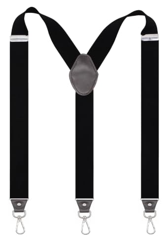 Image of Mens Suspenders with 3 Swivel Hooks Belt Loops 1.4 Inch Wide Heavy Duty Adjustable Braces