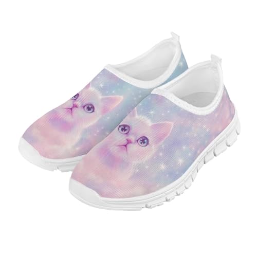 Cugasmaru Girls Shoes Size 13 Cat Kids Slip on Sneakers Pink Athletic Lightweight Breathable Little Girl Flexible Sole Play Gym School Casual Shoes Indoor Outdoor Active Kids
