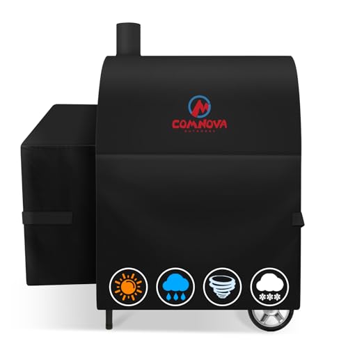 Comnova Grill Cover for Char Griller Barrel Grills without Side Fire Box 600D Outdoor Charcoal Grill Cover for Char Griller Grills Fits 2121 2828 2727 2929 1329 2799 Models - 46L x 23W x 48.5H