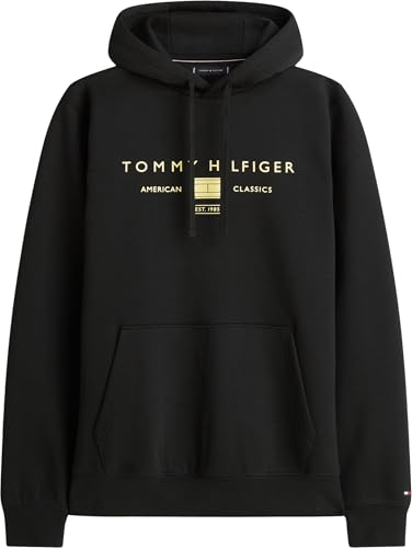 Tommy Hilfiger Herren Hoodie Brand Love mit Bauchtasche, Schwarz (Black), S – Ansicht 6