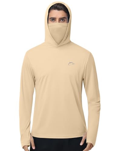 Image of FISHEAL Men's Performance Fishing Hoodie Shirt - UPF 50+ UV Sun Protection Long Sleeve Shirts with Mesh Face Mask