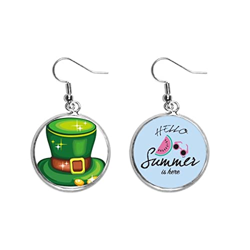 Pendientes de sandía y sombrero verde de San Patricio para lóbulo verano