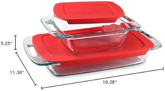 Pyrex (2-Pack) Extra Large Glass Baking Dish Set With Lids and Handles, Oven and Freezer Safe
